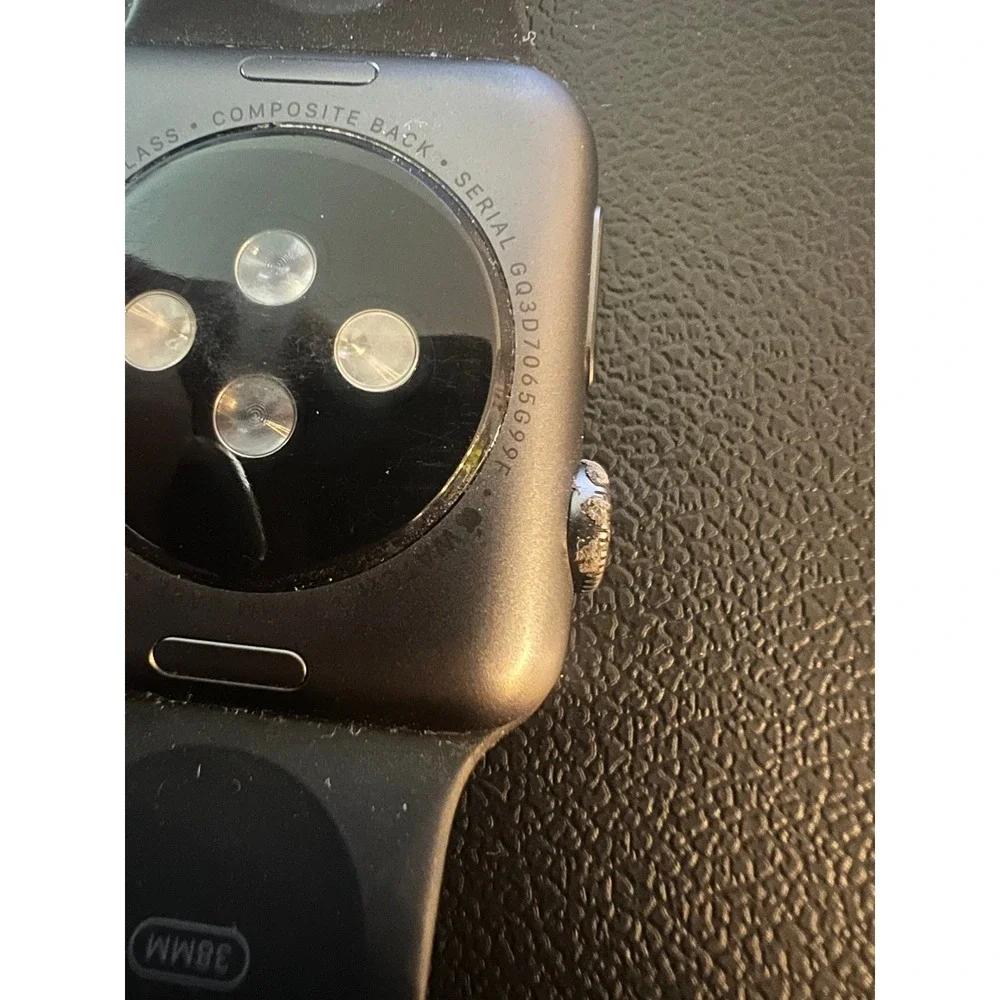 Apple Watch 1st Gen 38mm Space Gray Aluminum Case Black Sport Band 7000 Series